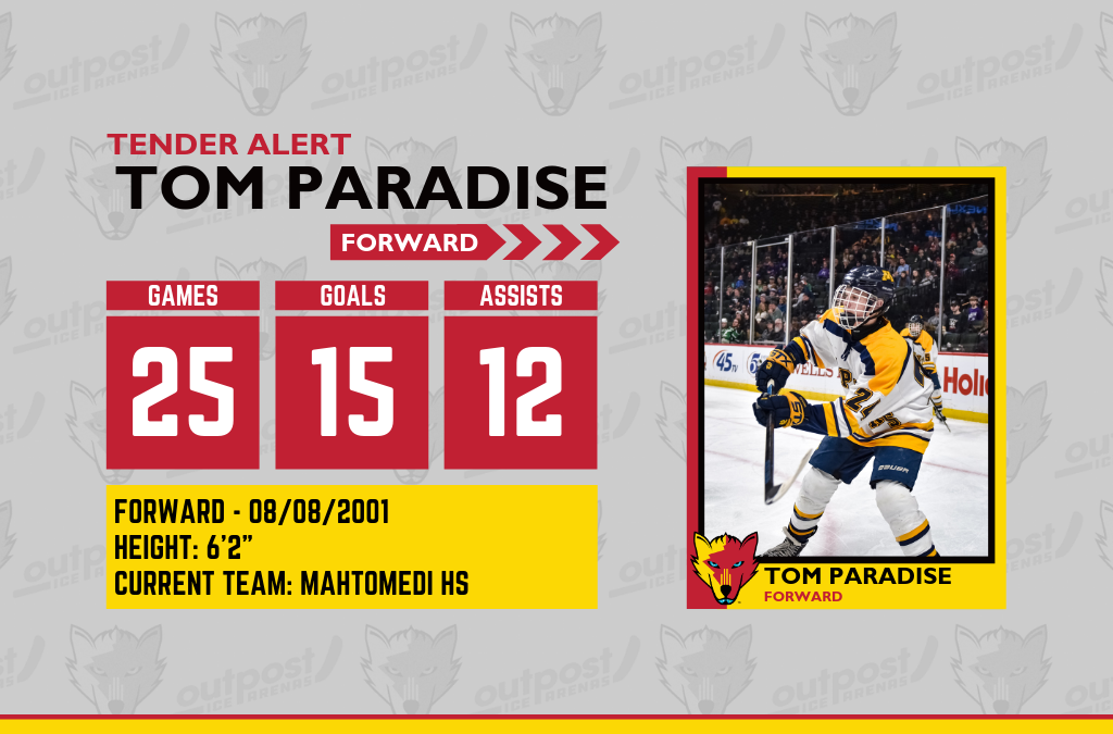 Tom Paradise Signs Ice Wolves Tender