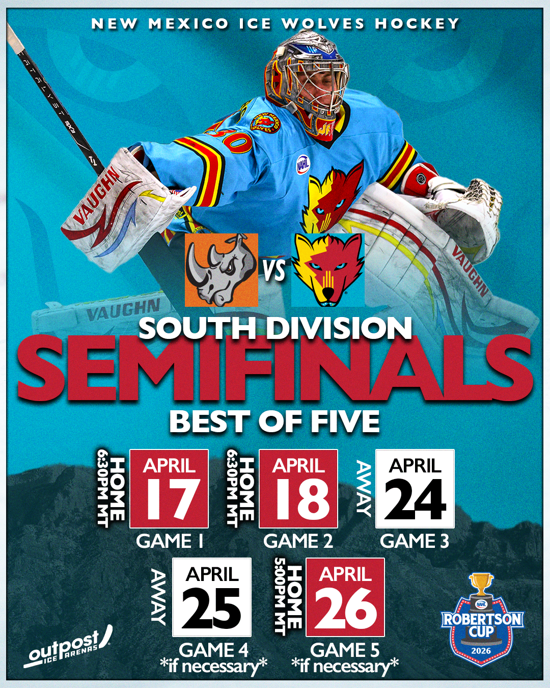 South Division Semifinal Playoff Schedule - NEW MEXICO ICE WOLVES